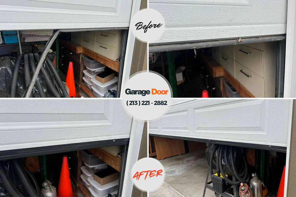 Before and after: garage door repair College Park, GA